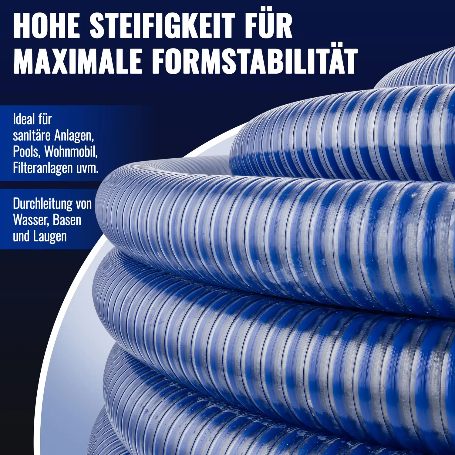 Poppstar Saugschlauch 1 1/4 Zoll 15m 32mm Spiralschlauch blau