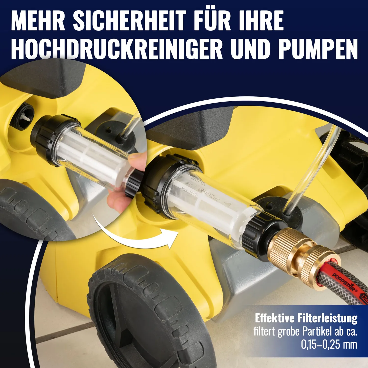 Poppstar 3/4 Zoll Wasserfilter Gartenschlauch mit Feinfilter