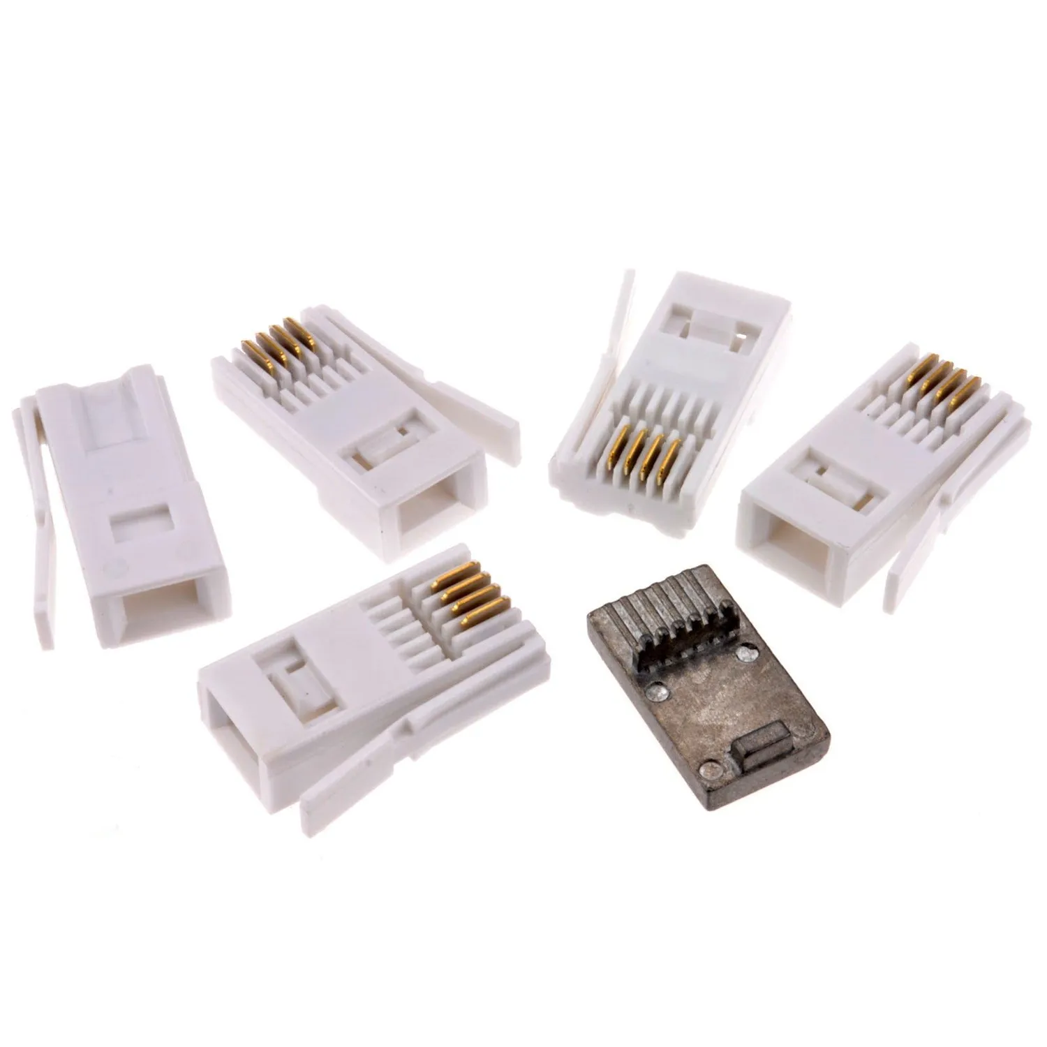 Kenable BT 431A Telefon Crimp-Stecker Set 10er Pack weiß mit Zange