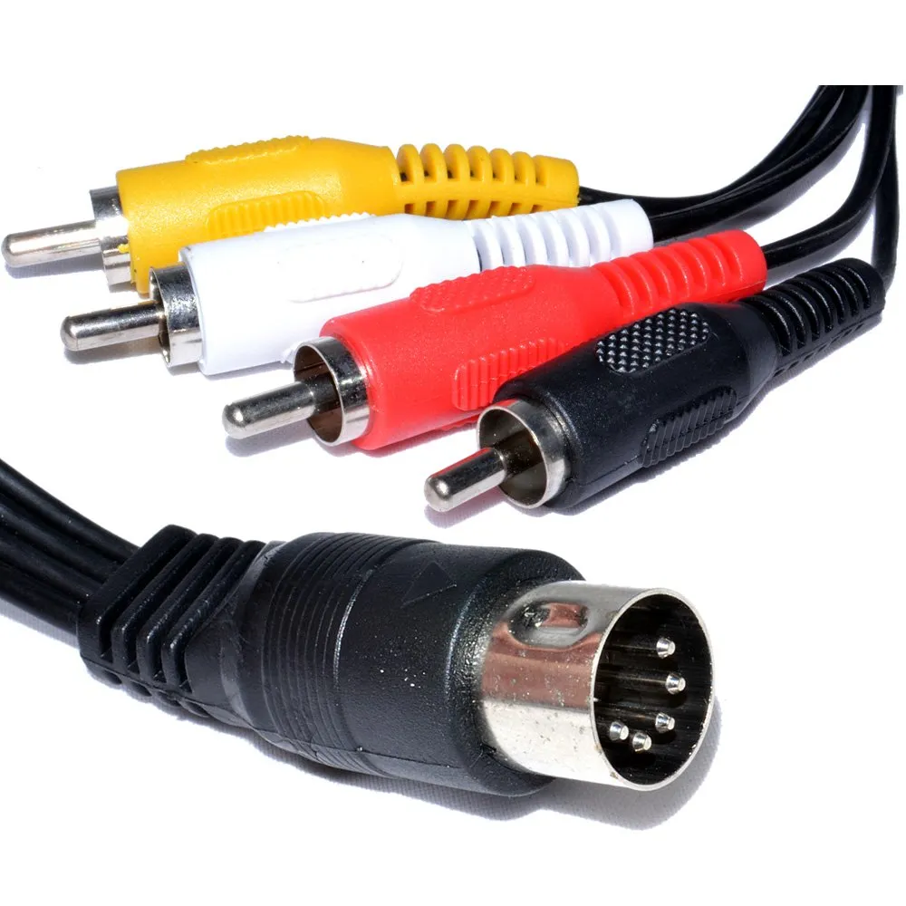 Kenable 5-Pin DIN auf 4x Cinch Audiokabel 2m Schwarz Stereo