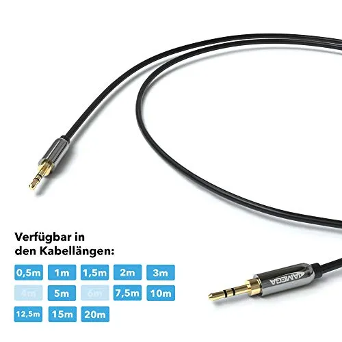 JAMEGA Aux Kabel 3,5mm 0,5m 2 Stück schwarz Stereo
