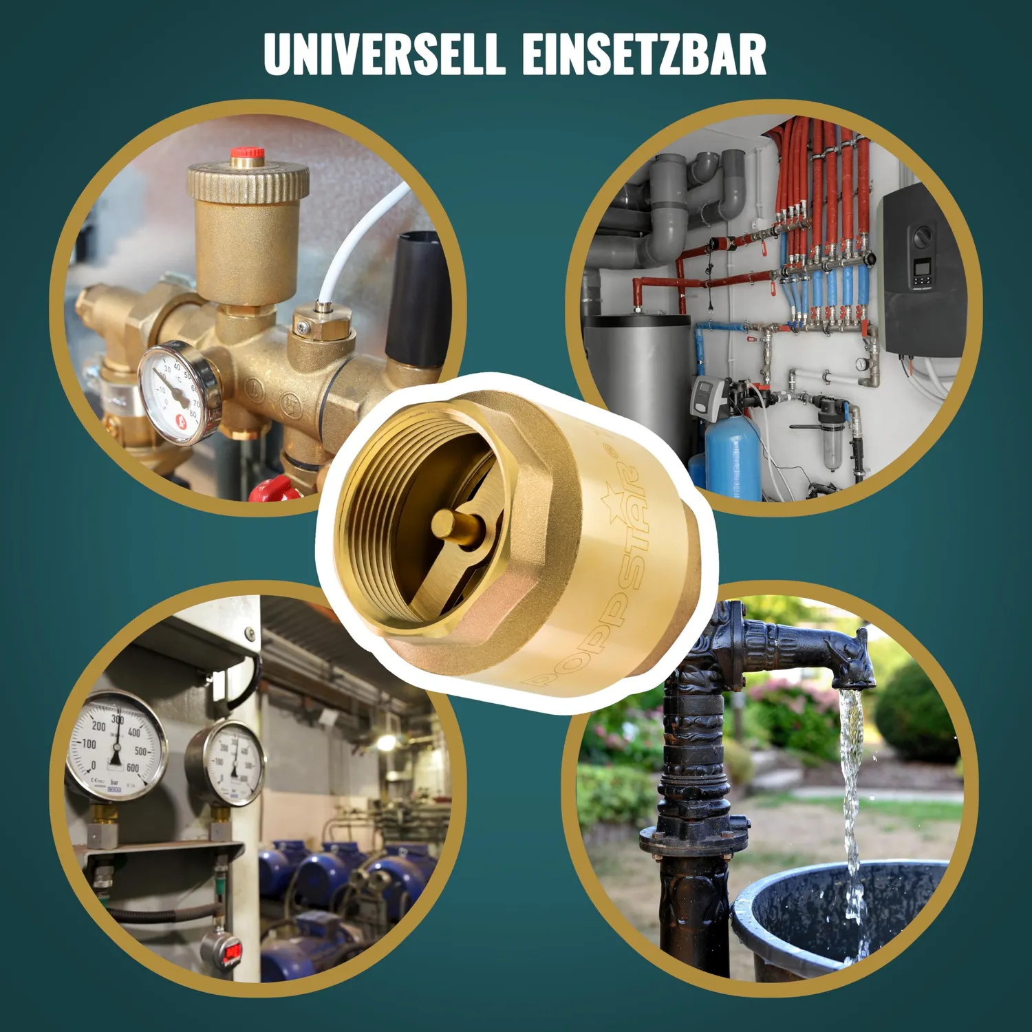 Poppstar Rückschlagventil 1 1/2 Zoll Messing 25 bar
