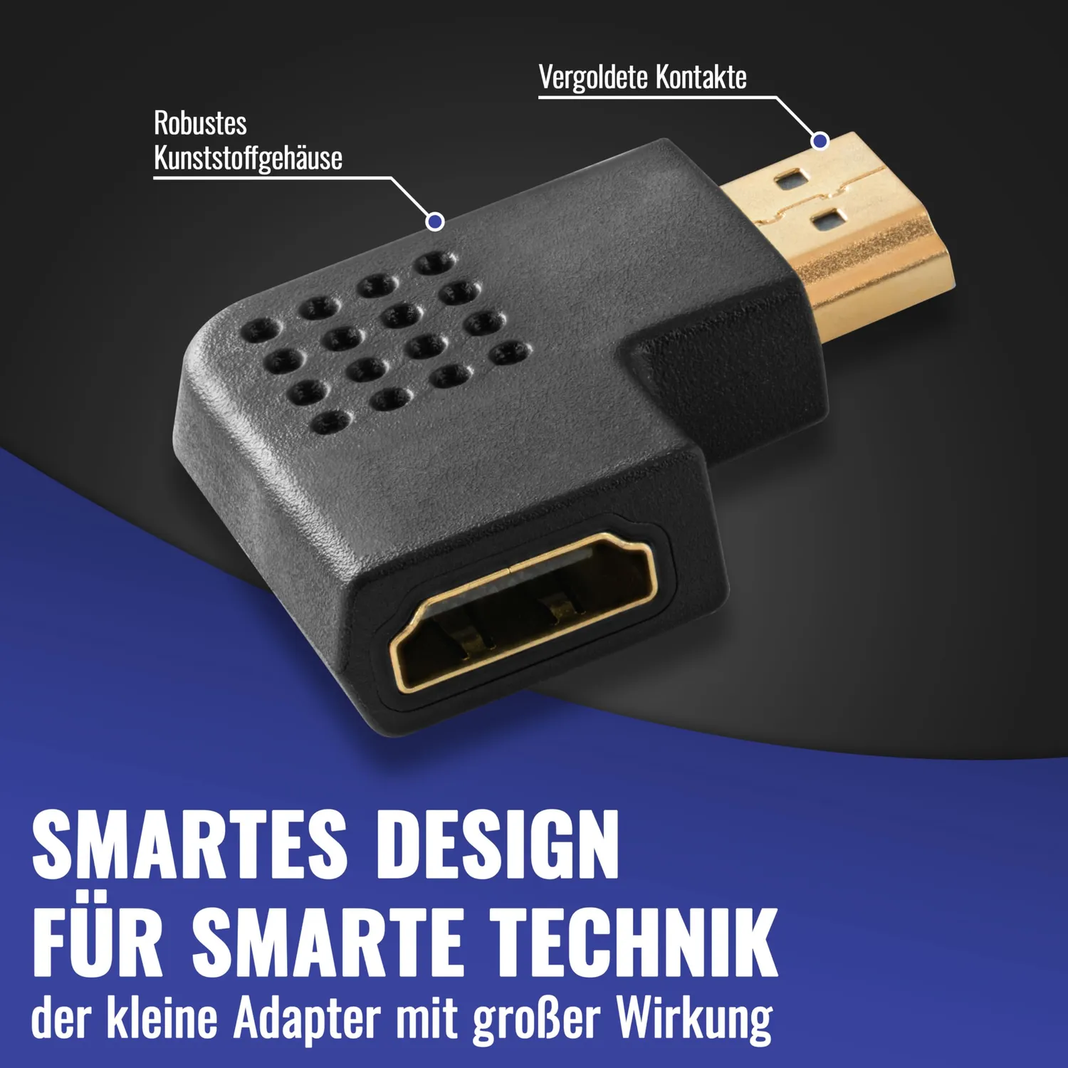 Poppstar HDMI Winkeladapter 270 Grad horizontal 1 Stück 4K