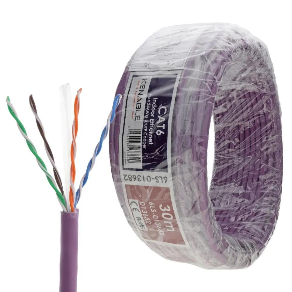 Kenable Cat6 Netzwerkkabel Rolle 30m violett OFC LSZH