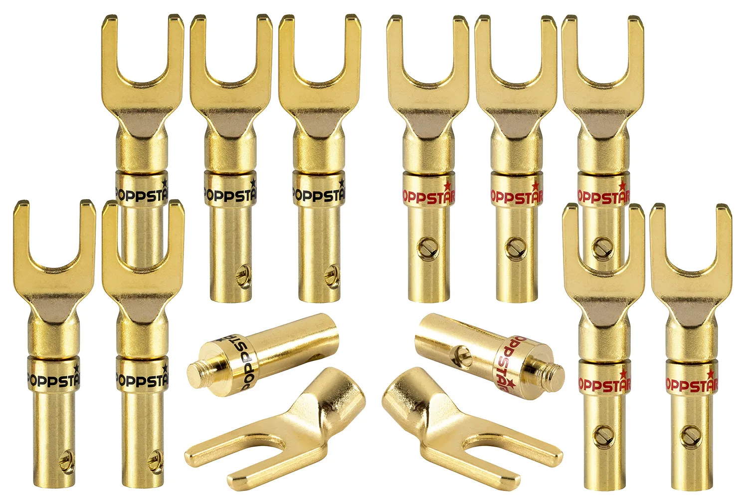 Poppstar Gabel Kabelschuhe 2 Stück vergoldet 4mm²