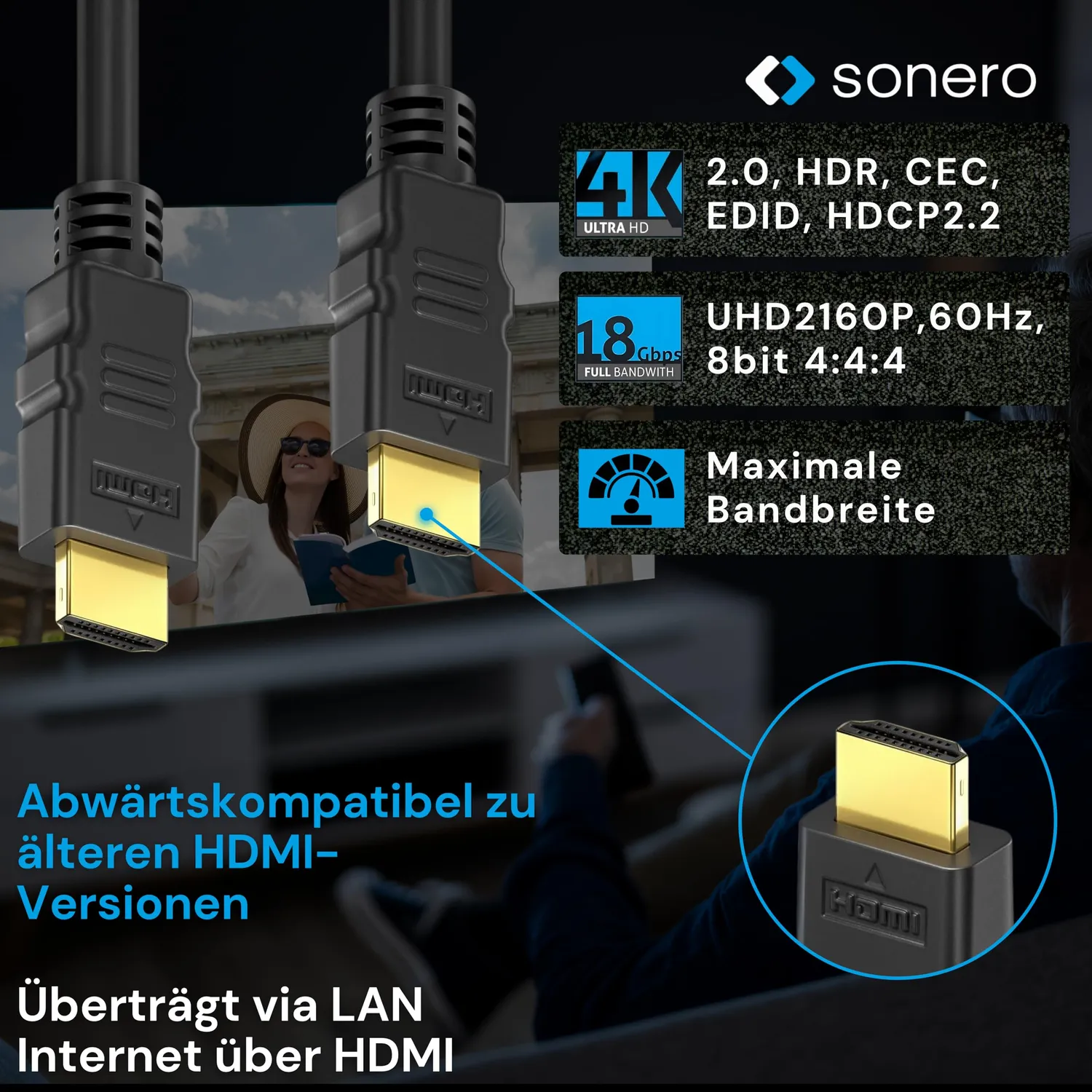 Sonero X-PHC000 HDMI-Kabel 2m schwarz 4K HDR