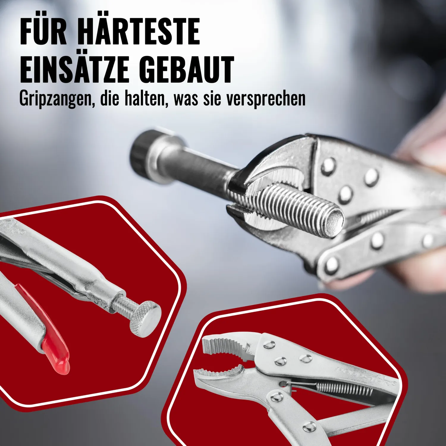 Poppstar Gripzangenset 4-teilig 225/182/140/170 mm