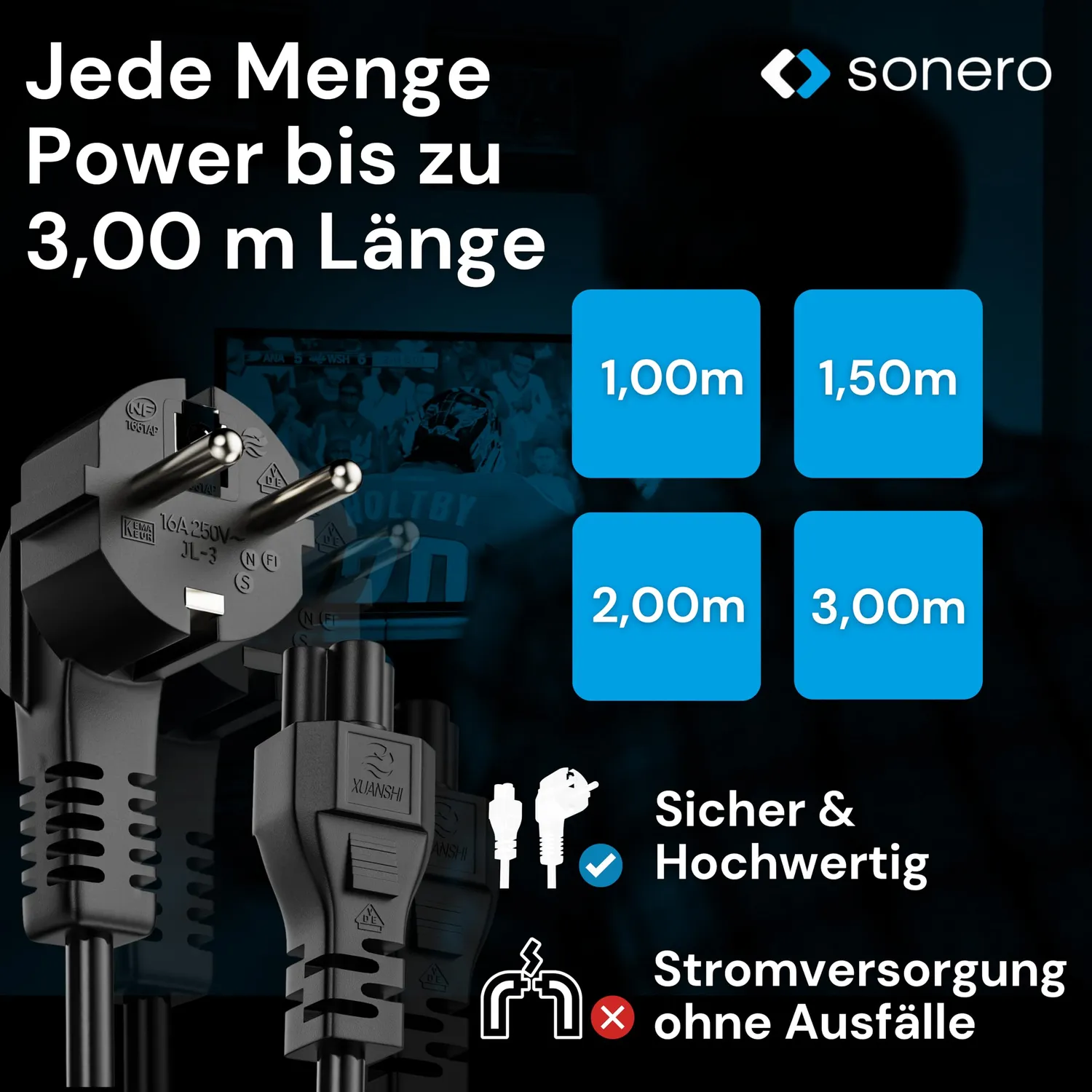 Sonero X-SKW-C5G-020B Netzkabel C5 2m schwarz