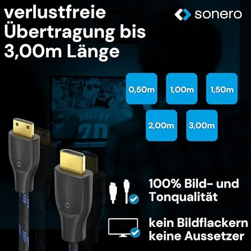 Sonero 4K Mini-HDMI-HDMI-Kabel 1,5 m schwarz 60 Hz