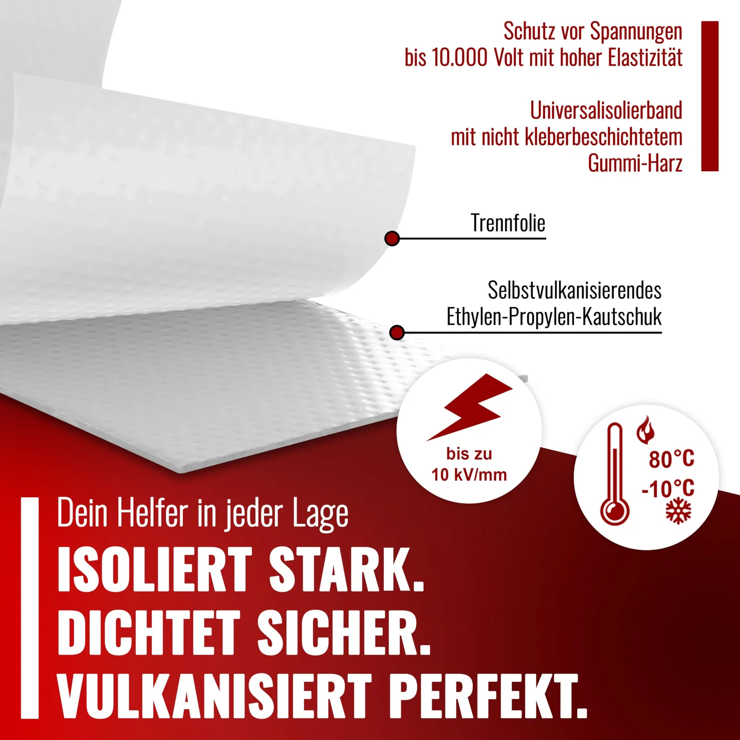 Poppstar Isolierband selbstverschweißend 10 m weiß
