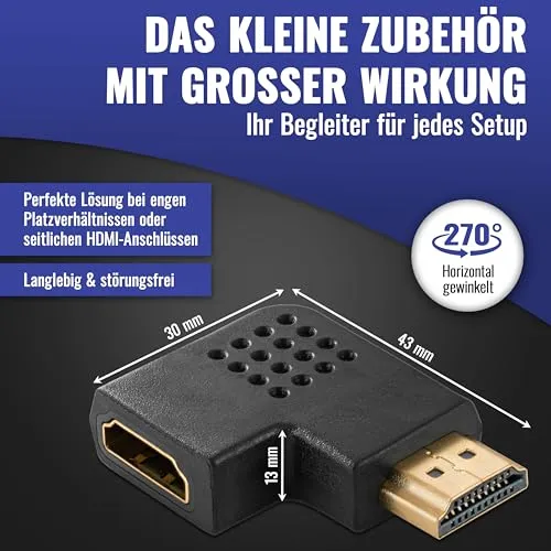 Poppstar HDMI Winkeladapter 270 Grad horizontal 1 Stück 4K