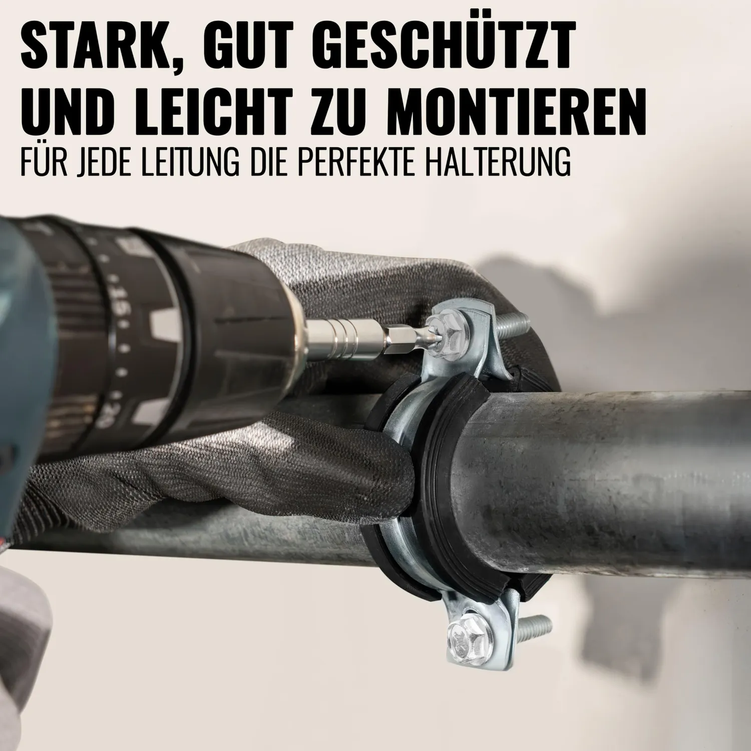 Poppstar Rohrschellen 57-61 mm 10er Set verzinkt mit Gummi