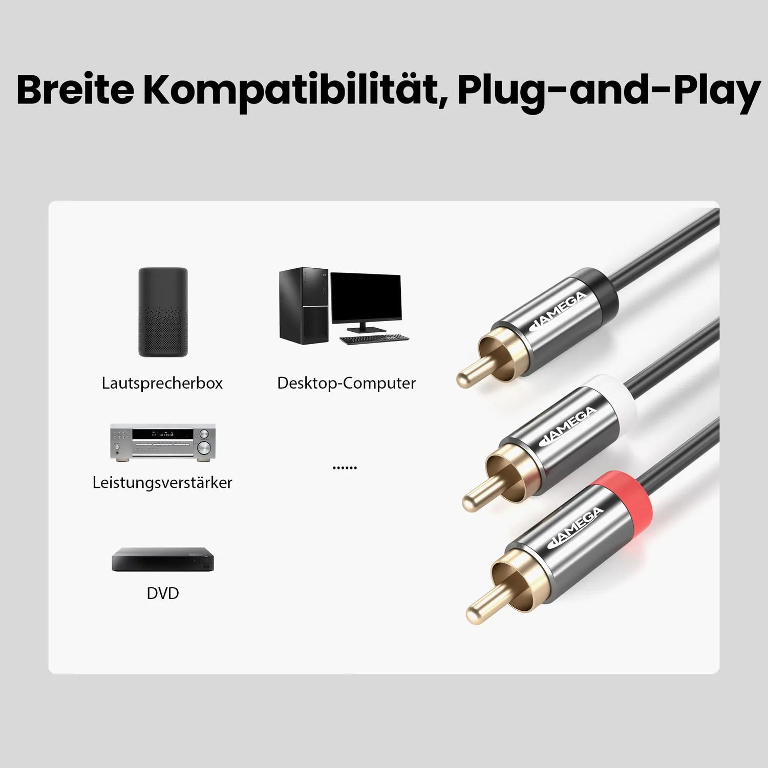 Jamega Cinch Y-Kabel 1 m Subwoofer vergoldet