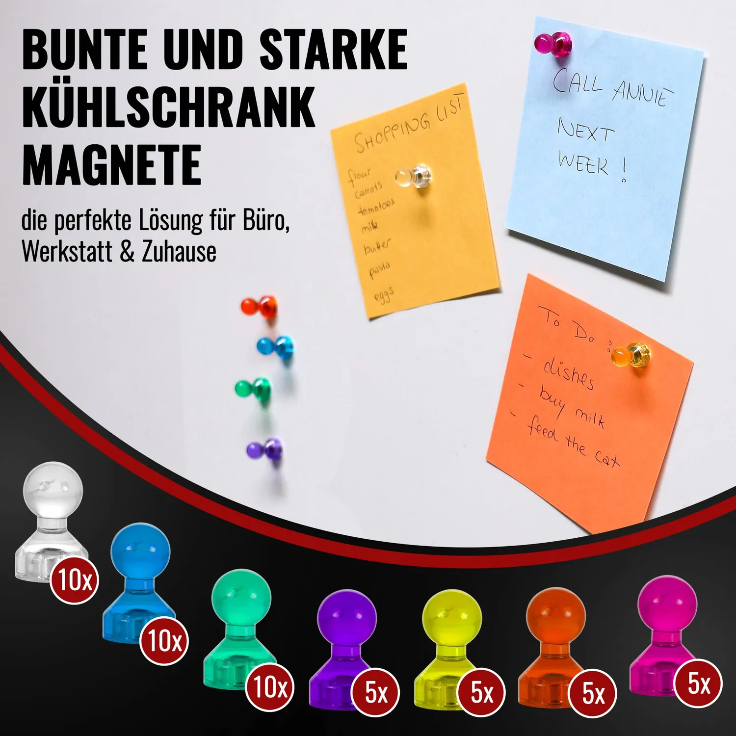 Poppstar Kegelmagnete 50er bunt Whiteboard 11x17mm Box