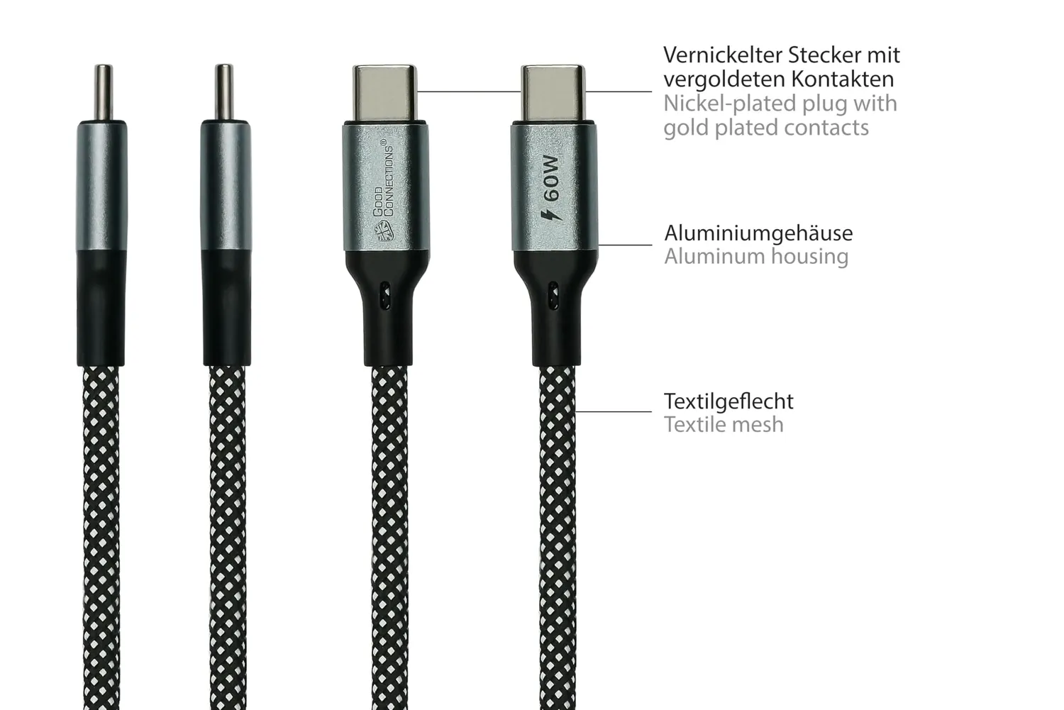 Good Connections USB-C Spiralkabel 60W 1m Textil