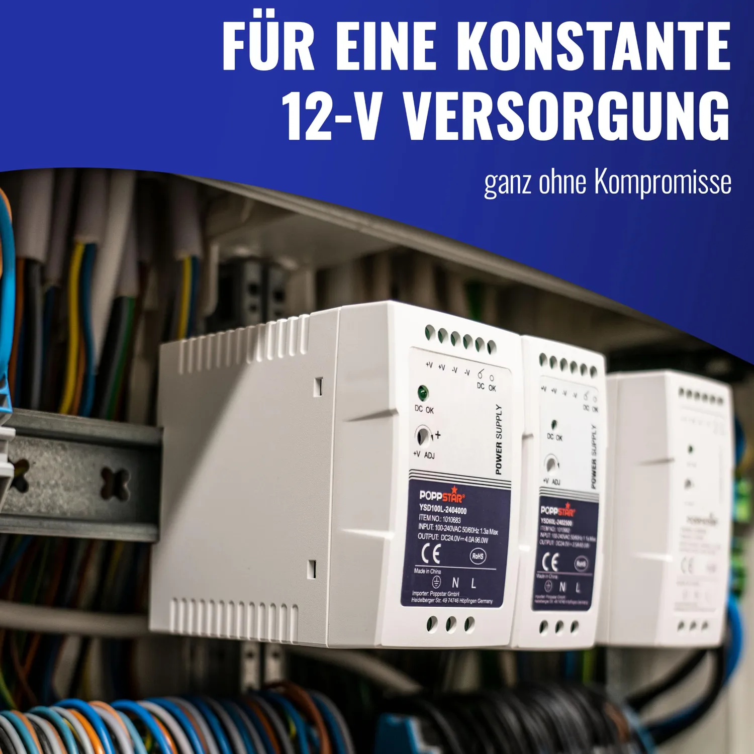 Poppstar Ultra-Slim P-60-12 Hutschienennetzteil 12V 60W 5A