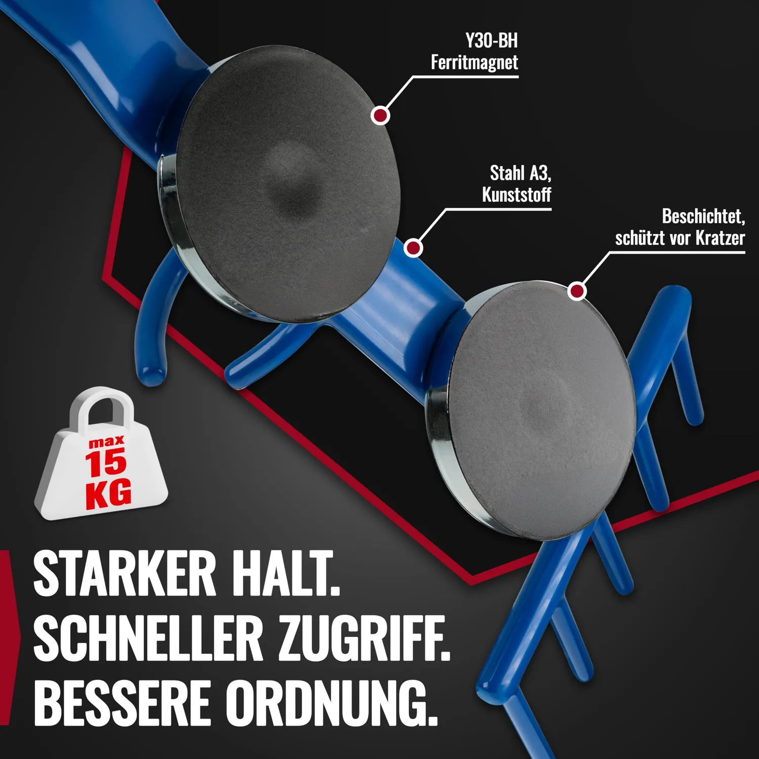 Poppstar Druckluftwerkzeug Halterung magnetisch blau 15 kg