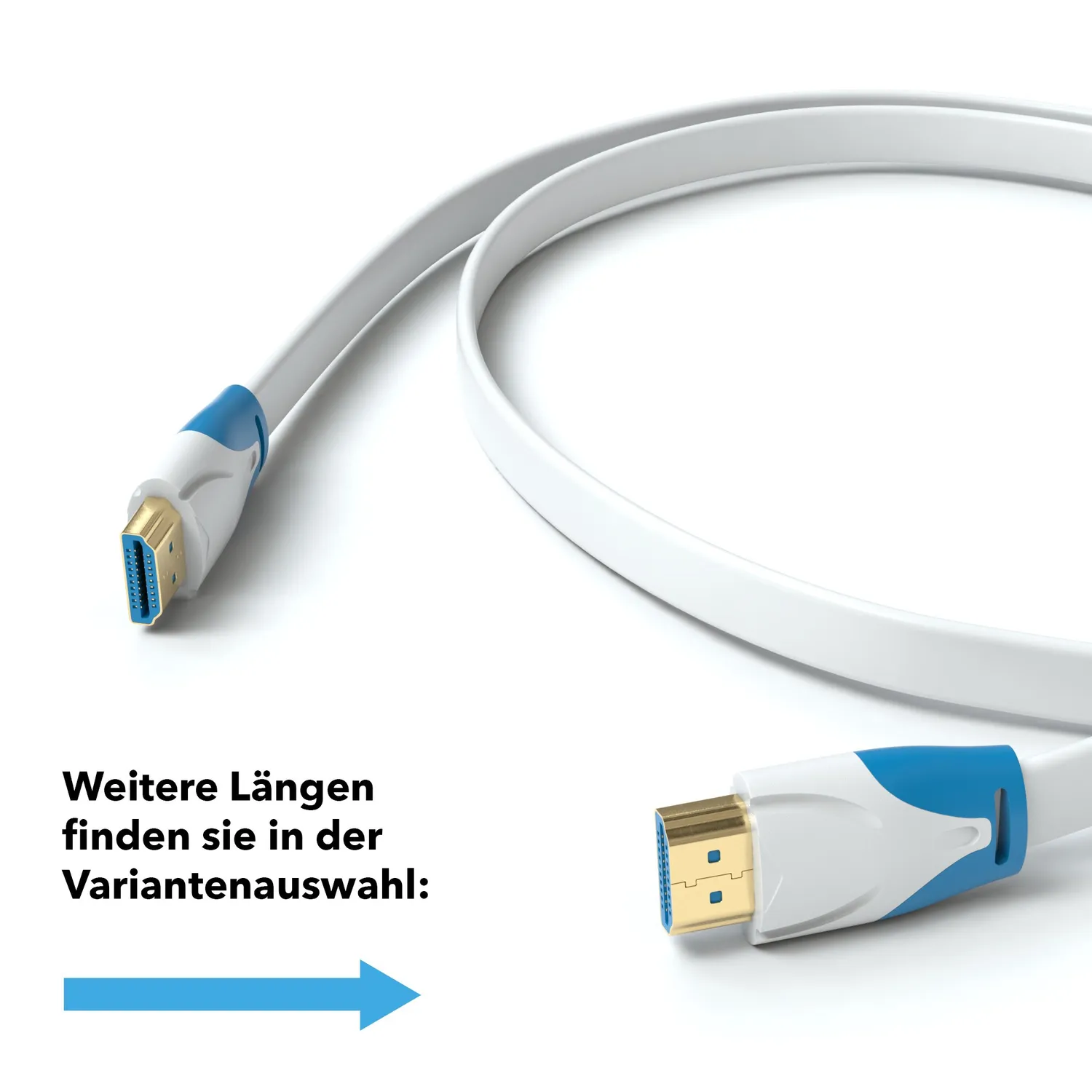 JAMEGA HDMI 2.0 HDMI-Kabel flach weiß 3m 4K@60Hz