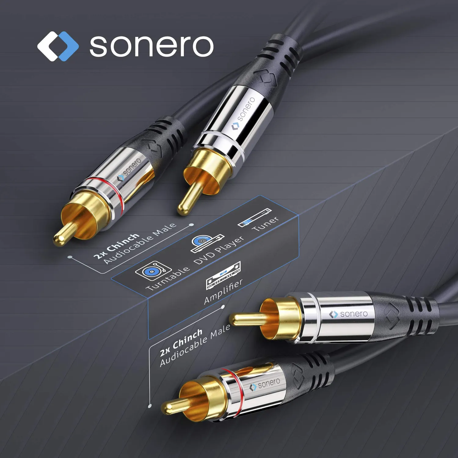 Sonero Premium Cinch Stereo Audiokabel 5m schwarz