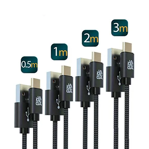 Jamega USB C Kabel 4er Set schwarz 3A Schnelllade