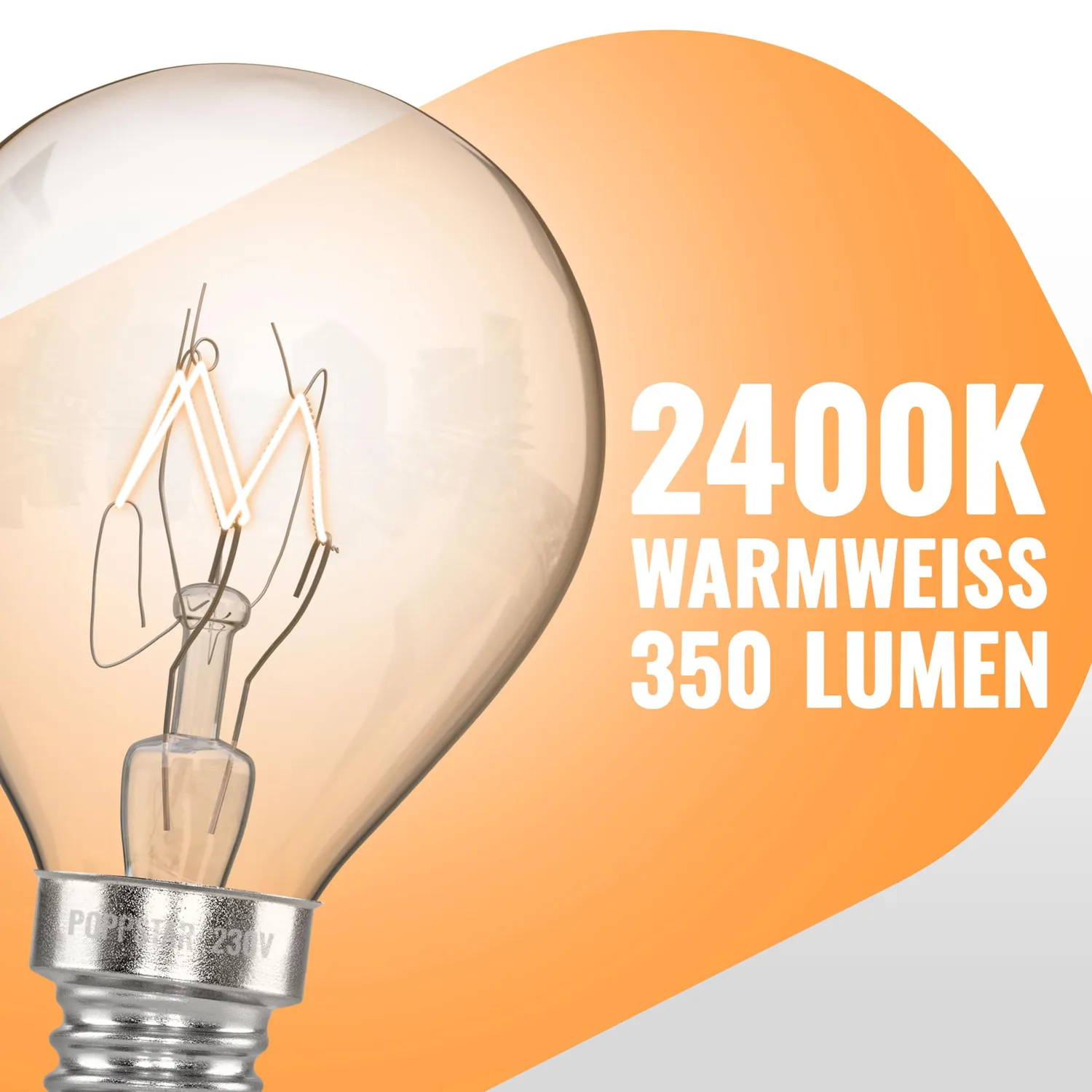 Poppstar Backofenlampe E14 40W 300°C 2er-Pack warmweiß