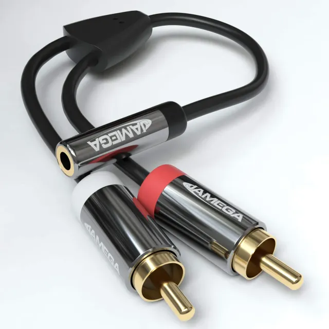Jamega AUX zu Cinch Adapter 3,5mm auf 2x RCA Metall
