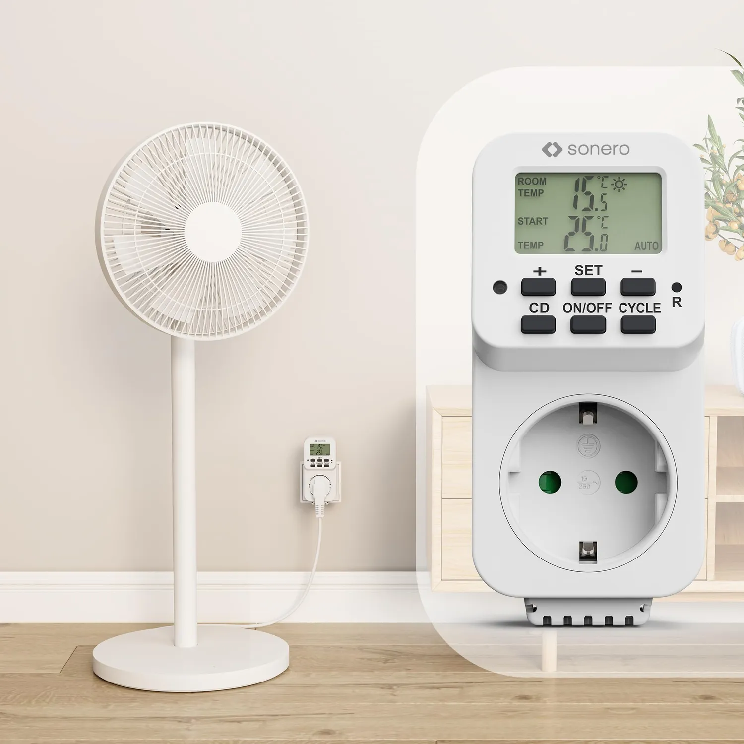 Sonero Thermostat-Steckdose weiß 3600 W 0-40°C