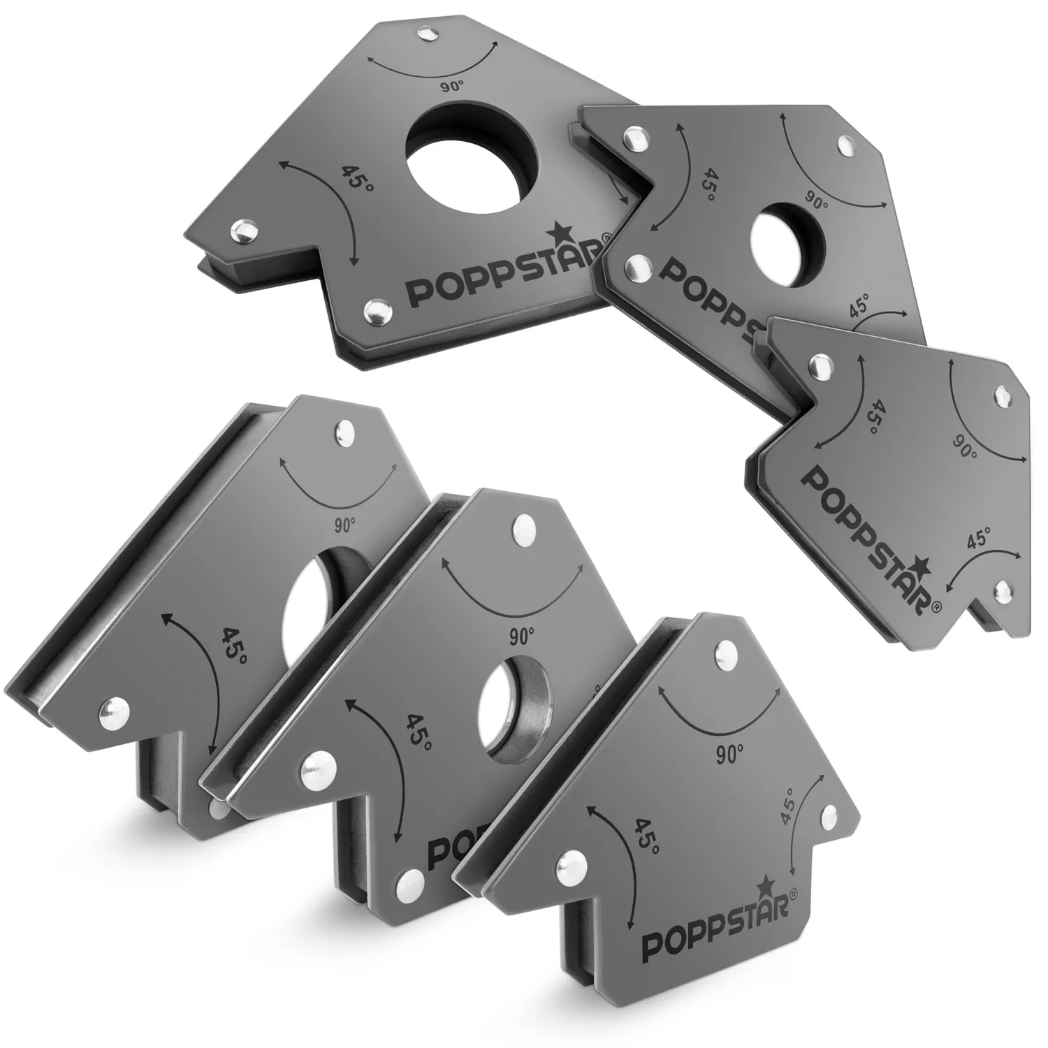 Poppstar Schweißmagnet Set 2x 11,3 kg rot 45/90/135°