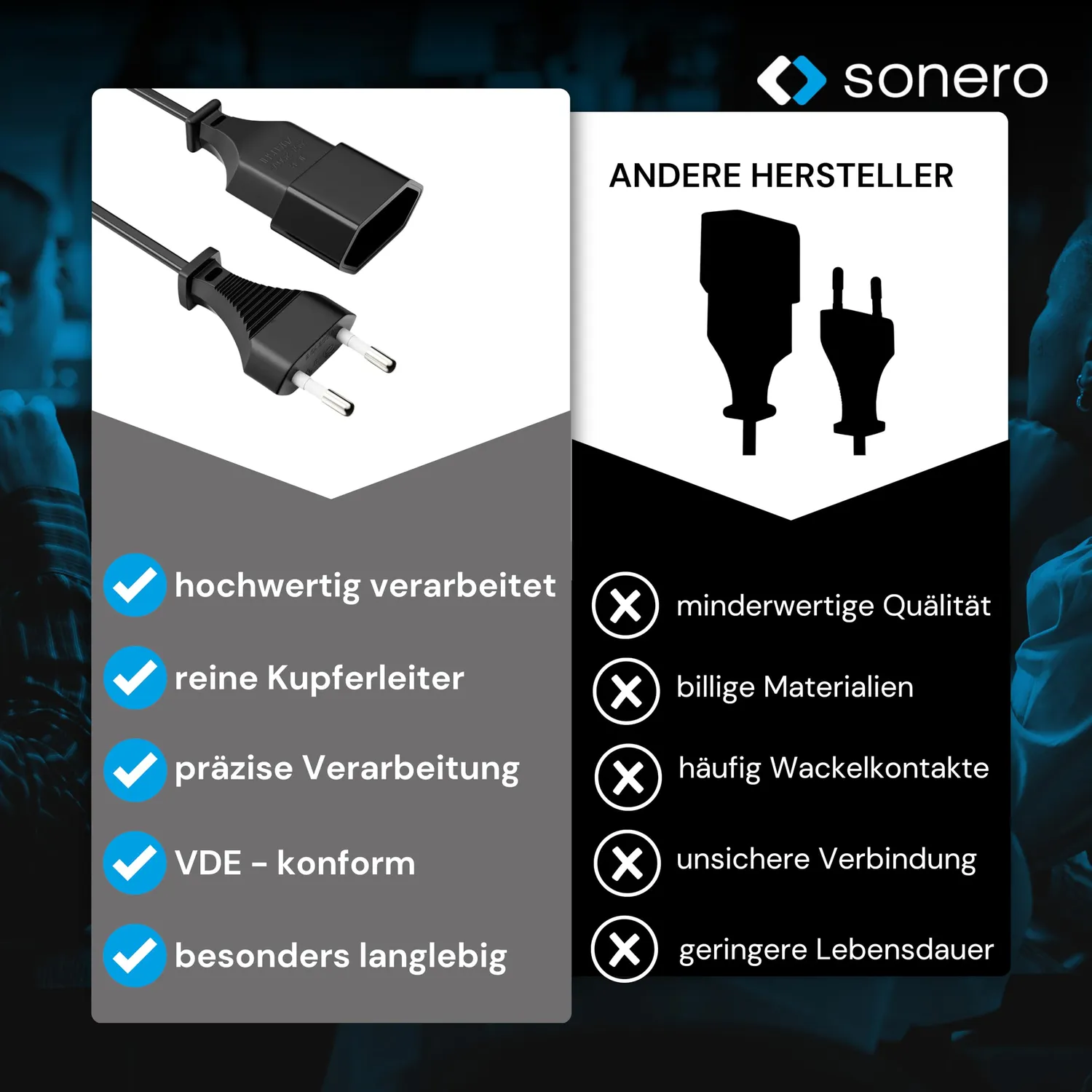 Sonero X-ESG-ESB-010B Netzkabel 1 m schwarz Euro-Stecker