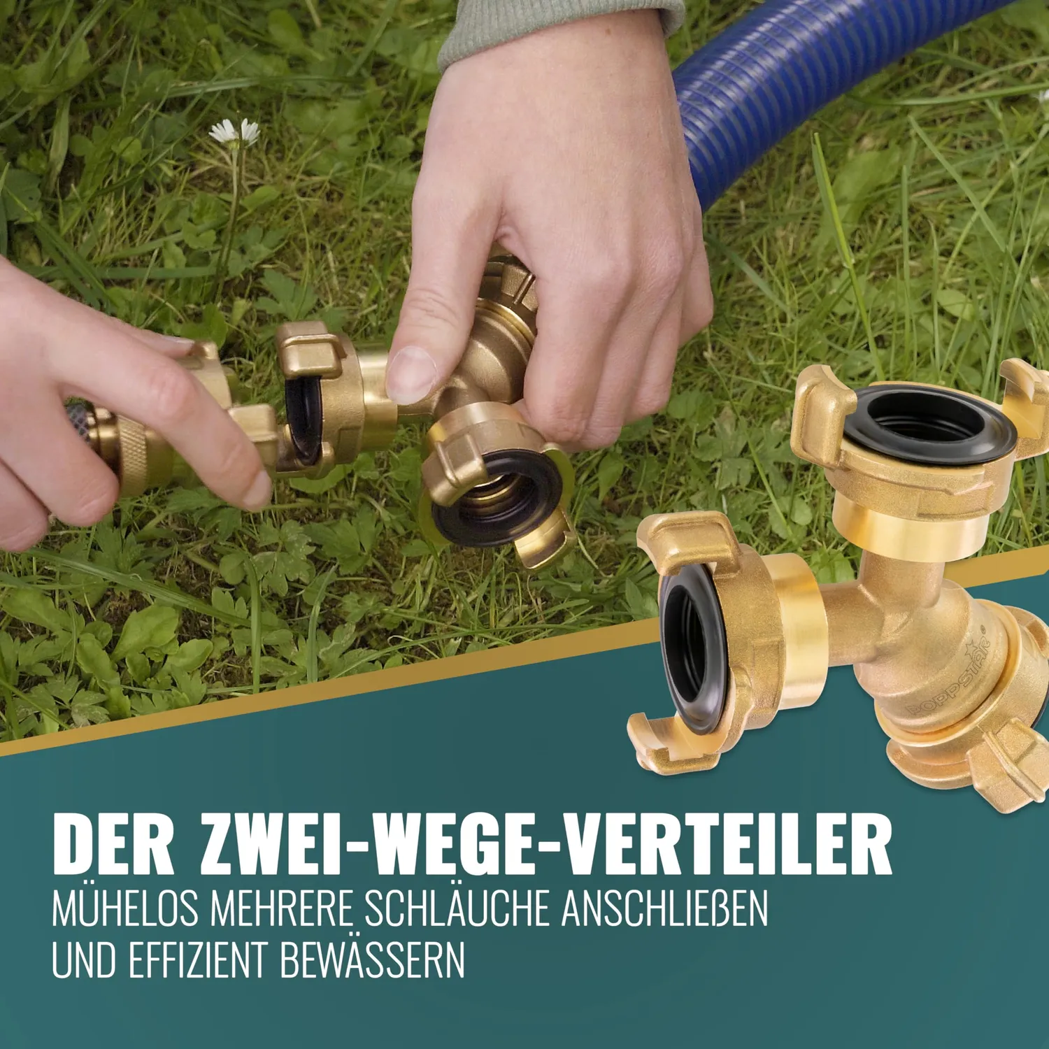 Poppstar Y-Verteiler 3/4 Zoll Messing 2-Wege Bajonett