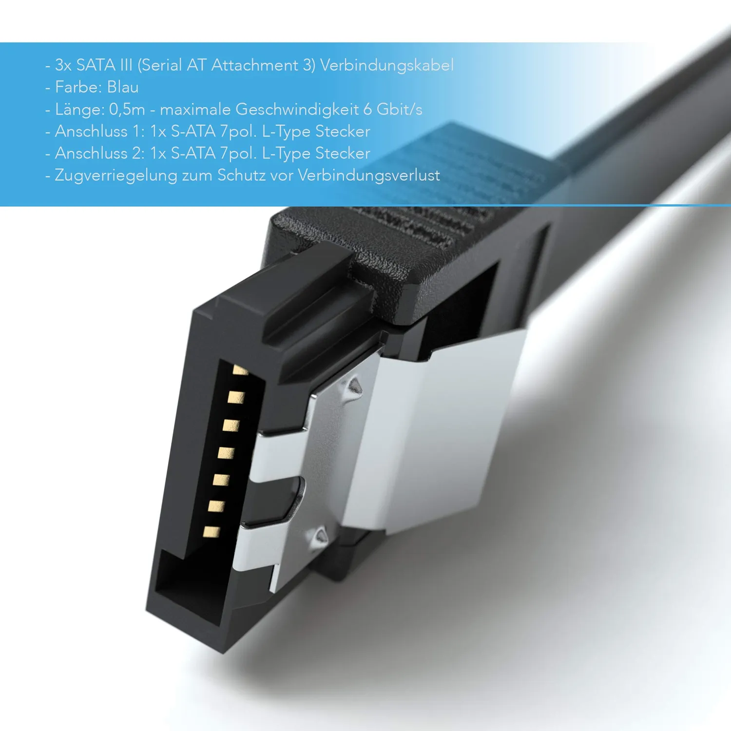 Jamega SATA III Kabel 3x 0,5m Schwarz 6 Gbit/s
