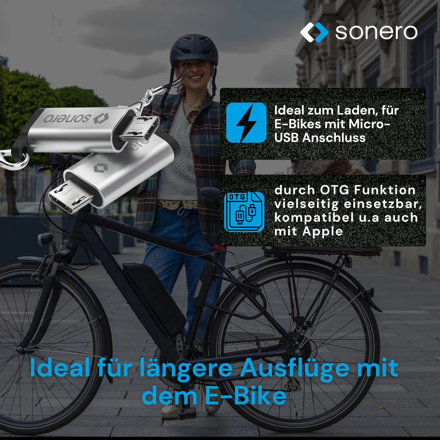 Sonero X-UA120 Micro-USB auf USB-C Adapter silber OTG E-Bike