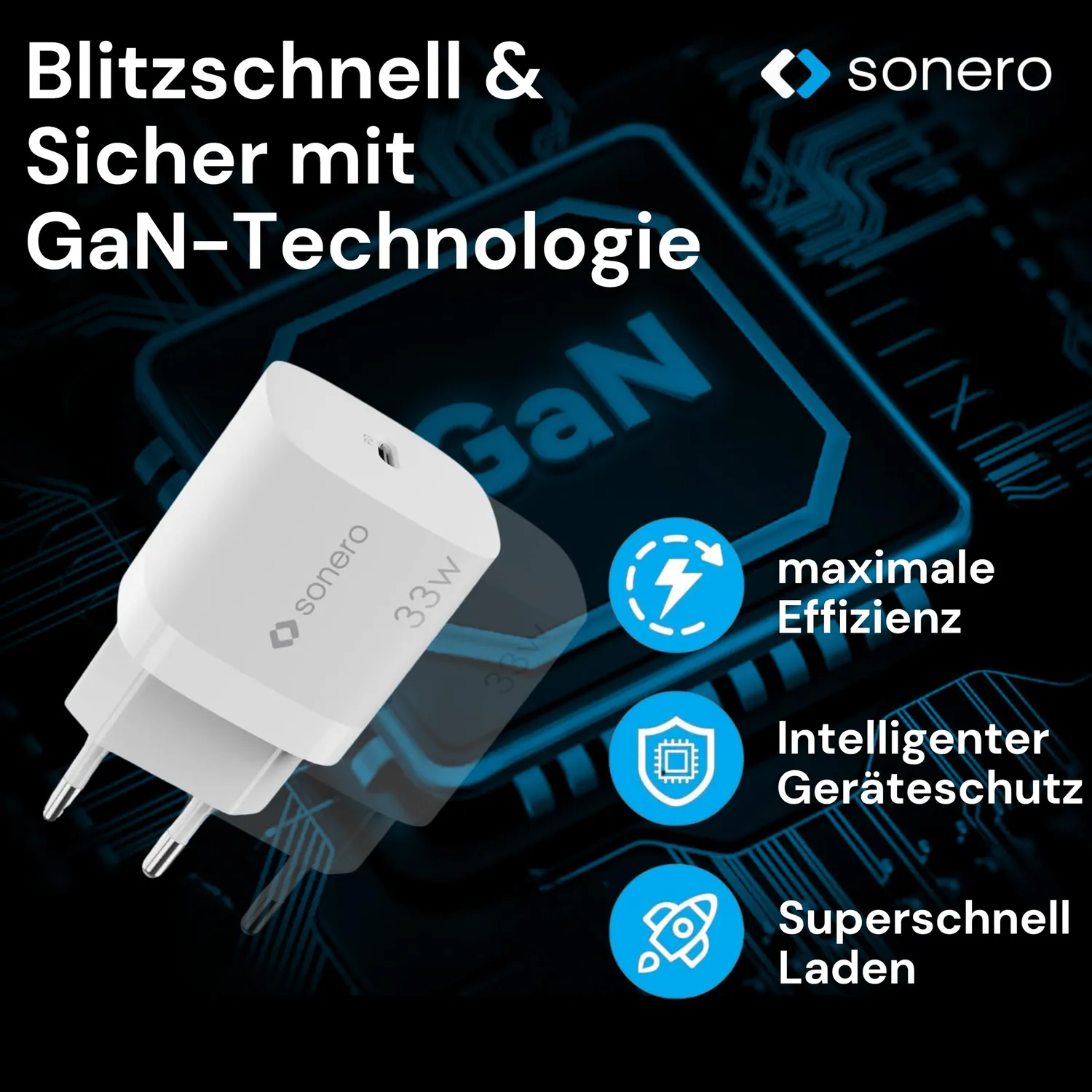 Sonero USB-C Ladegerät GaN Netzteil 33W weiß