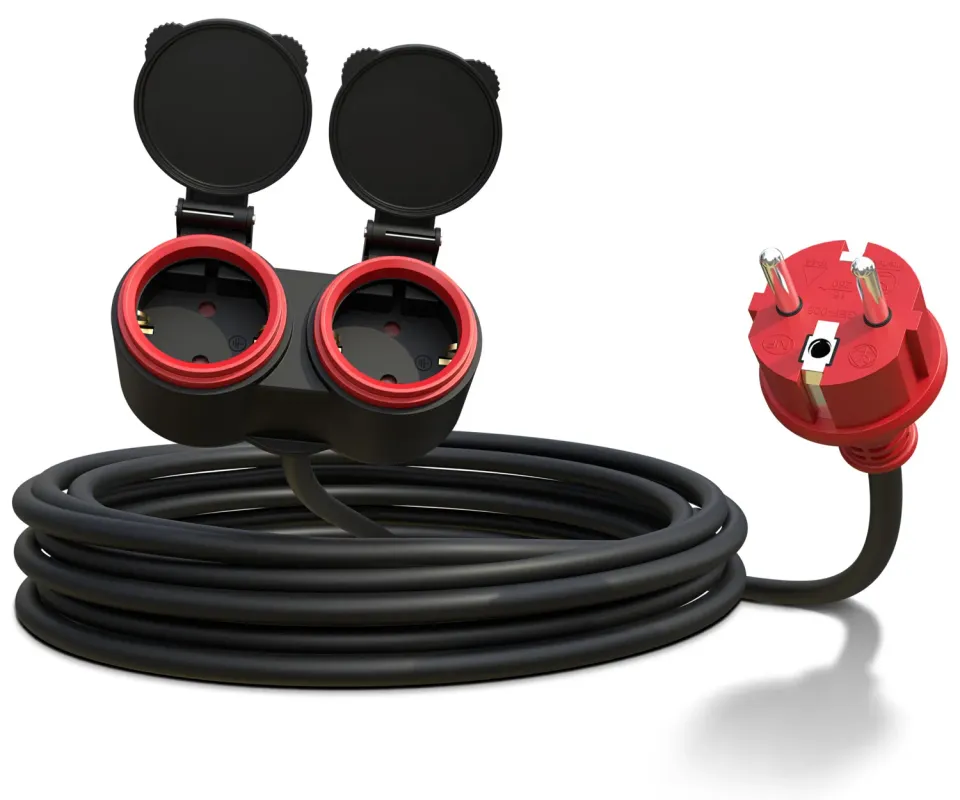 Poppstar Verlängerungskabel Outdoor 3m IP44 Doppelsteckdose