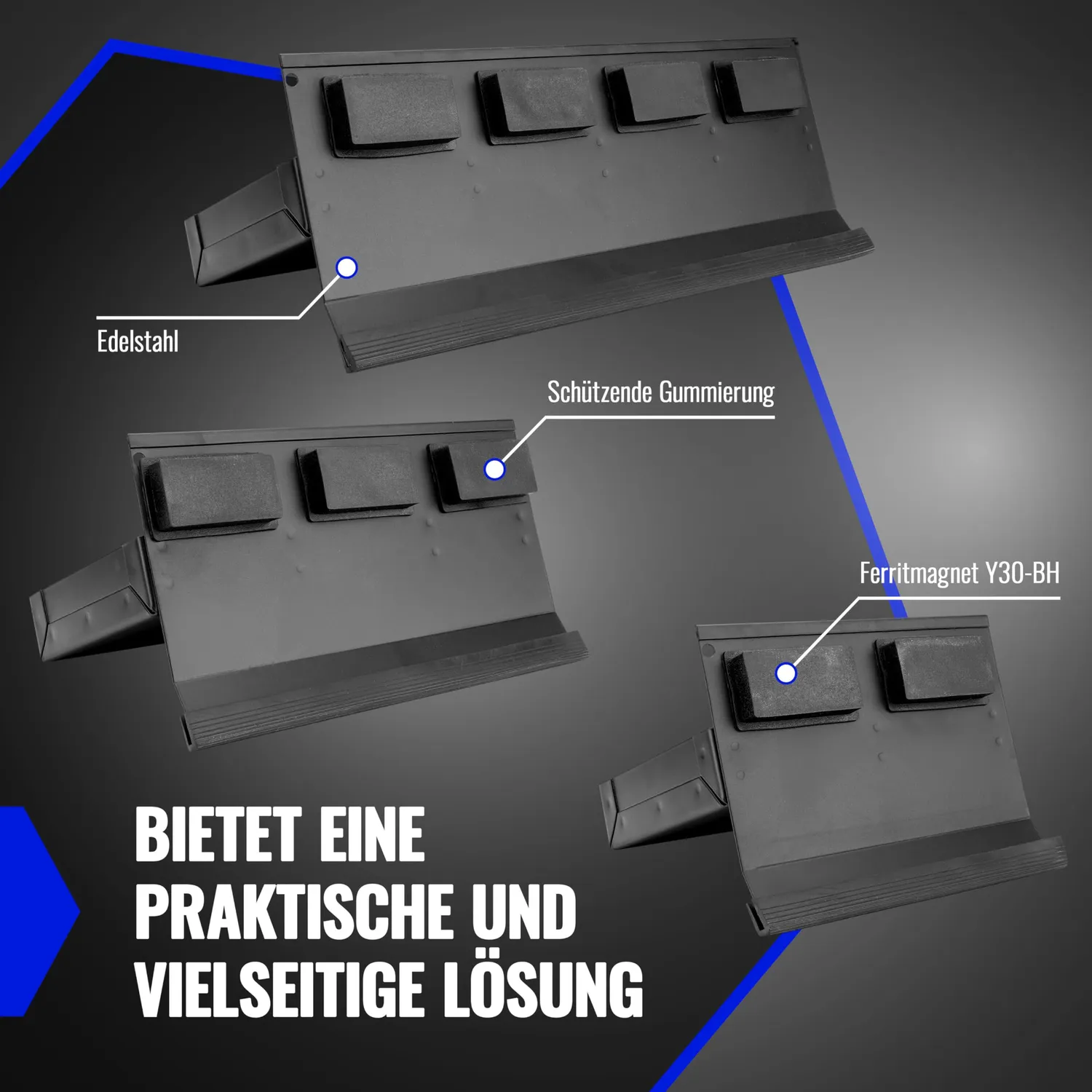 Poppstar Magnet Ablagen 3 Set schwarz Stahl
