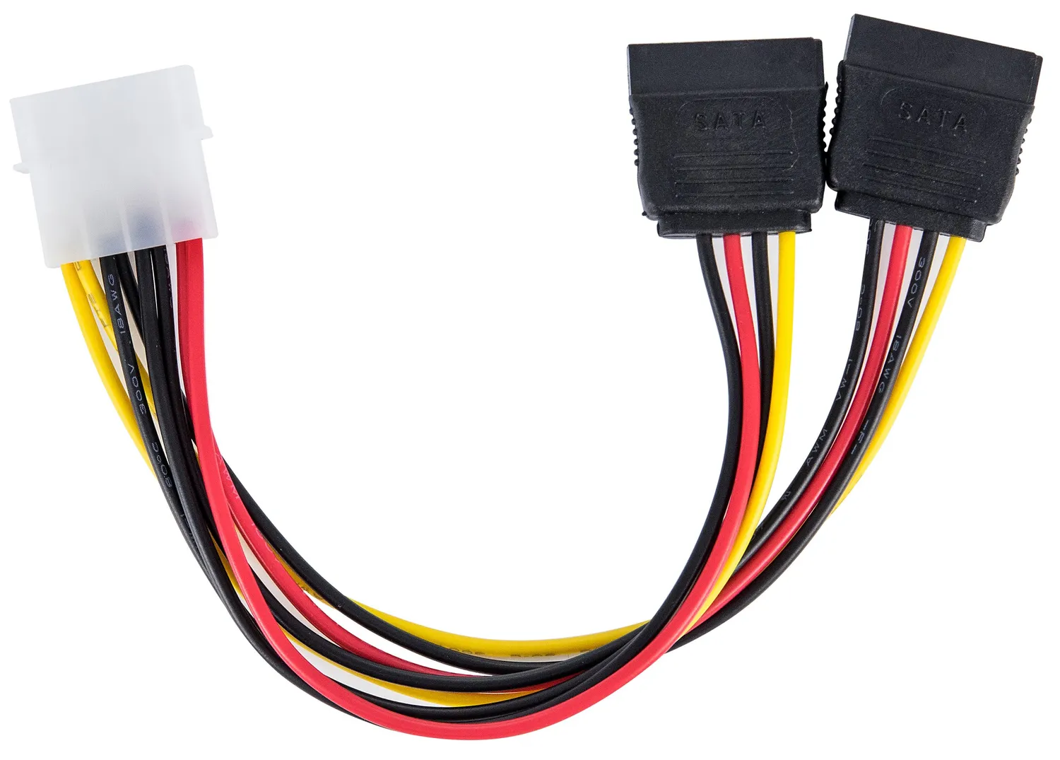 Poppstar Molex auf 2x SATA Y-Stromkabel 0,1m