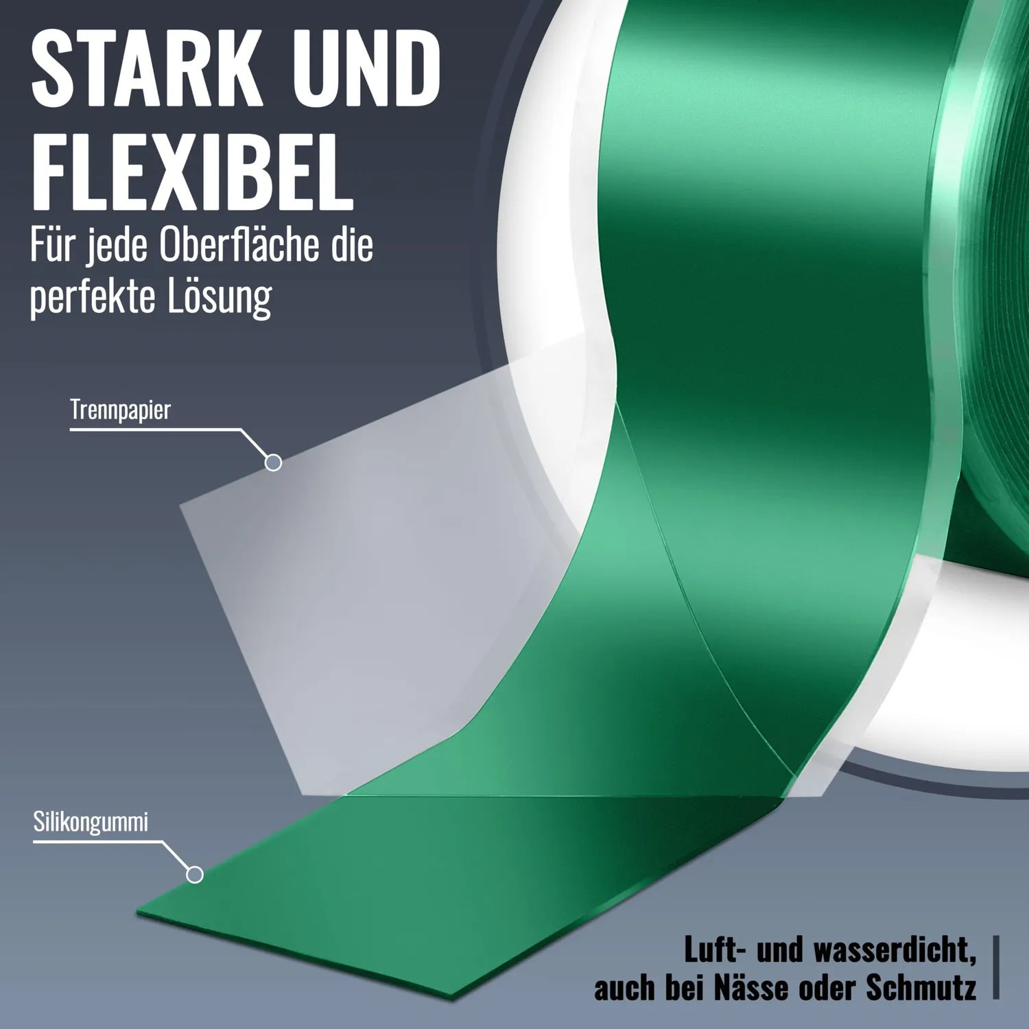 Poppstar Silikonband 3m x 25mm Grün 1 Rolle