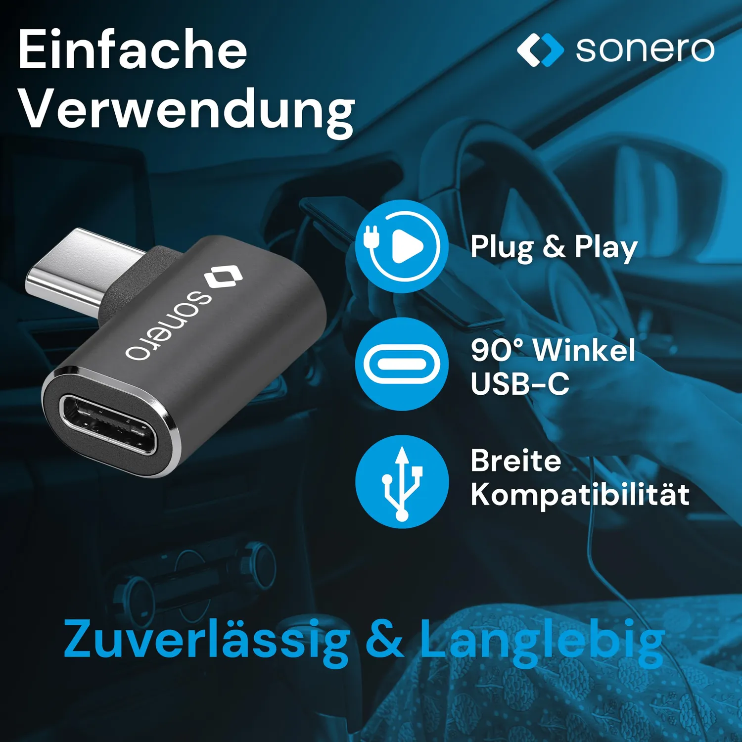 Sonero X-UA133 USB-C Winkeladapter 40Gbps 240W schwarz