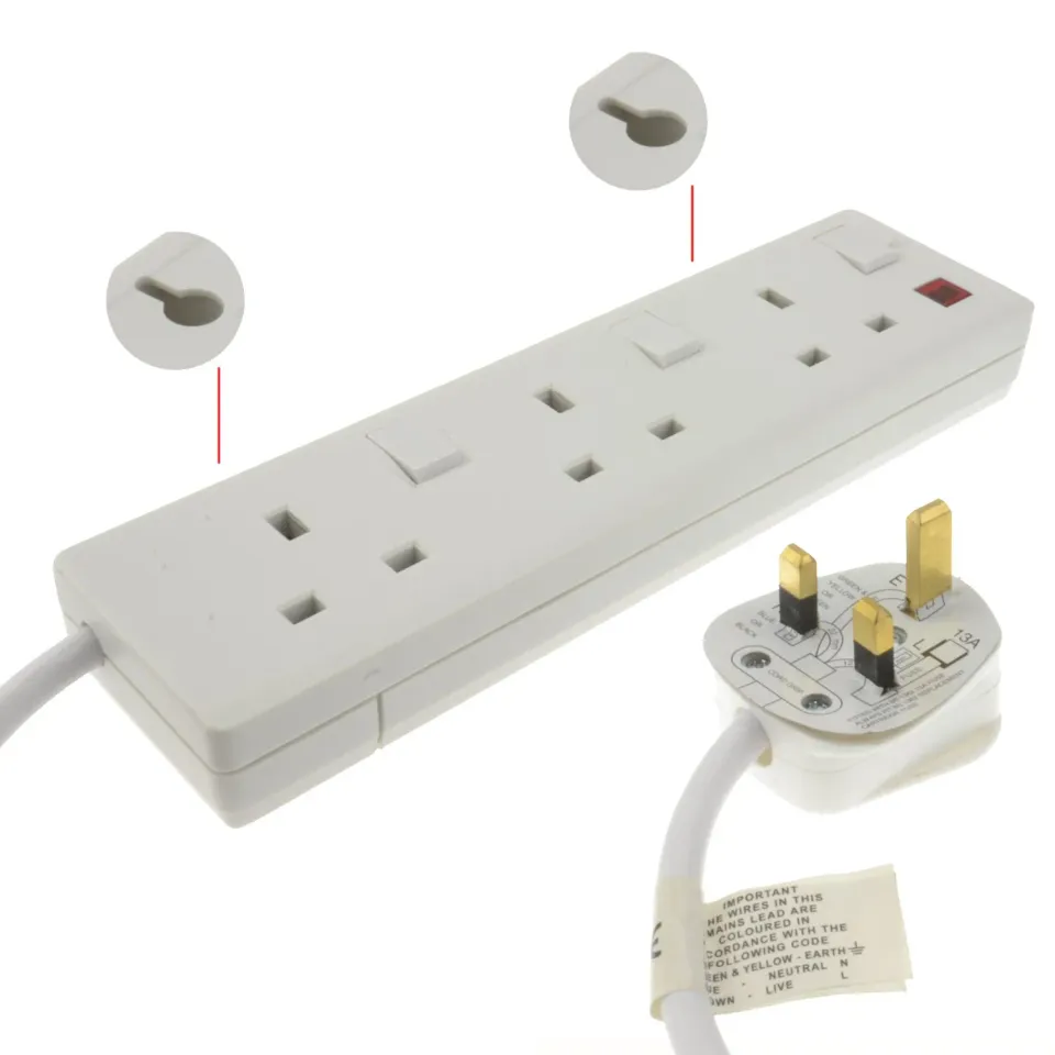 Kenable 3-Wege Verlängerungskabel UK-Stecker 2m weiß