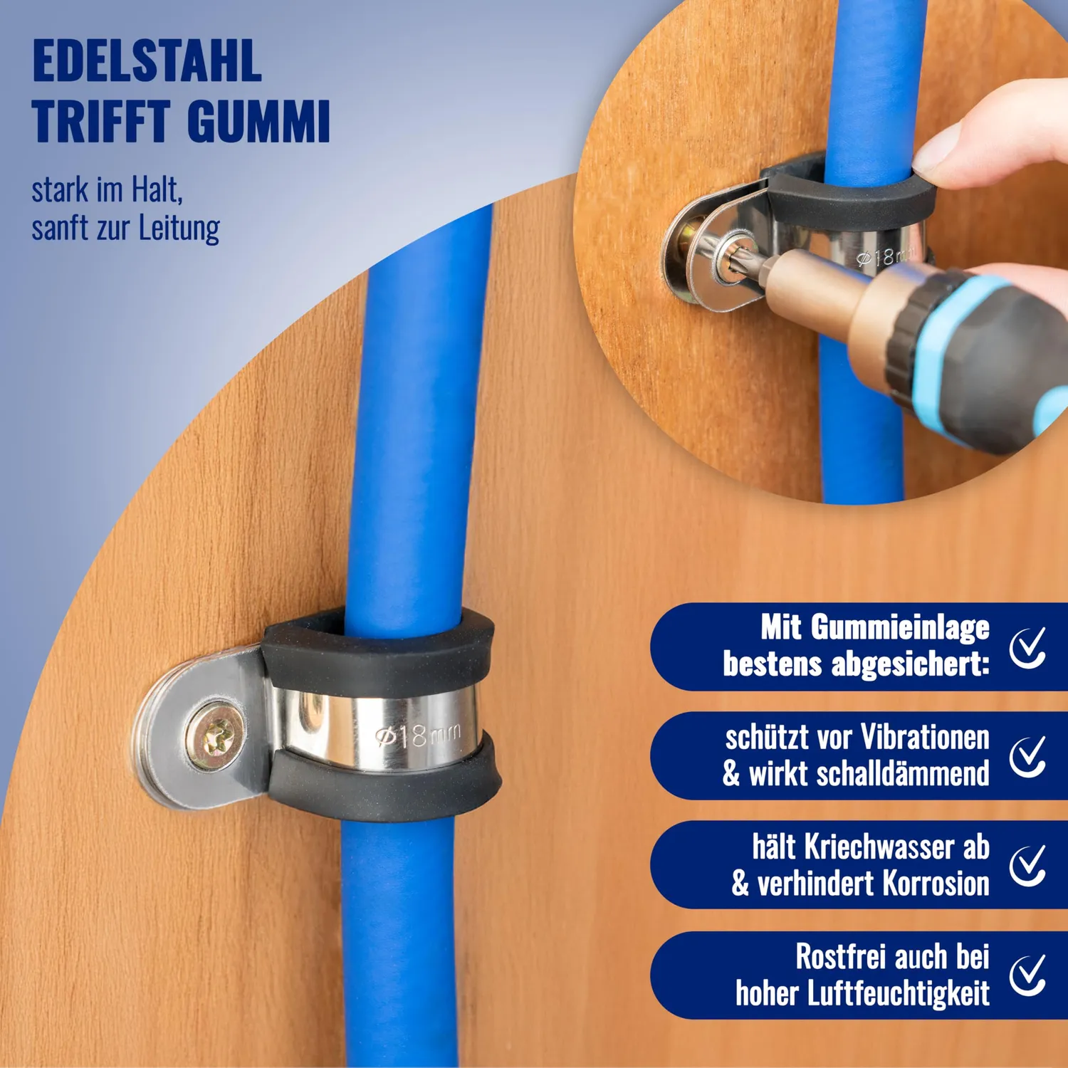 Poppstar Schlauchschellen P-Klammer Edelstahl 32mm 5 St