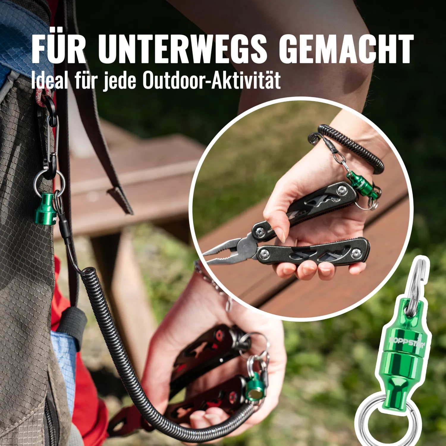 Poppstar Clip-Magnet Karabiner grün 2er Set