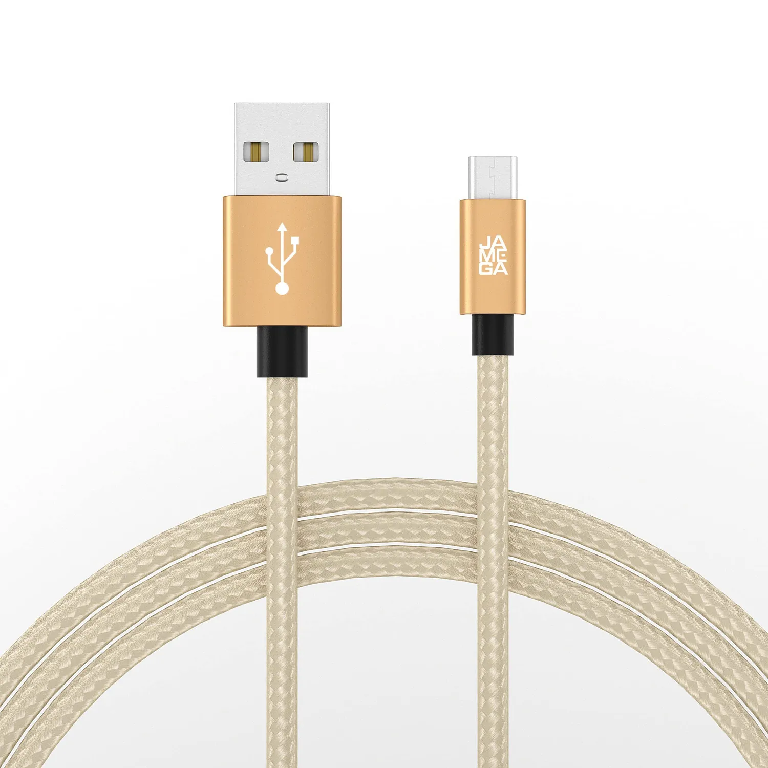 JAMEGA Micro USB Ladekabel 1m Gold Nylon 2,4A