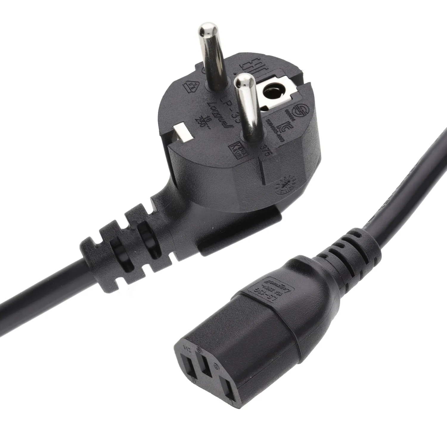 Kenable Kaltgerätekabel abgewinkelt 2m schwarz 1,0mm²