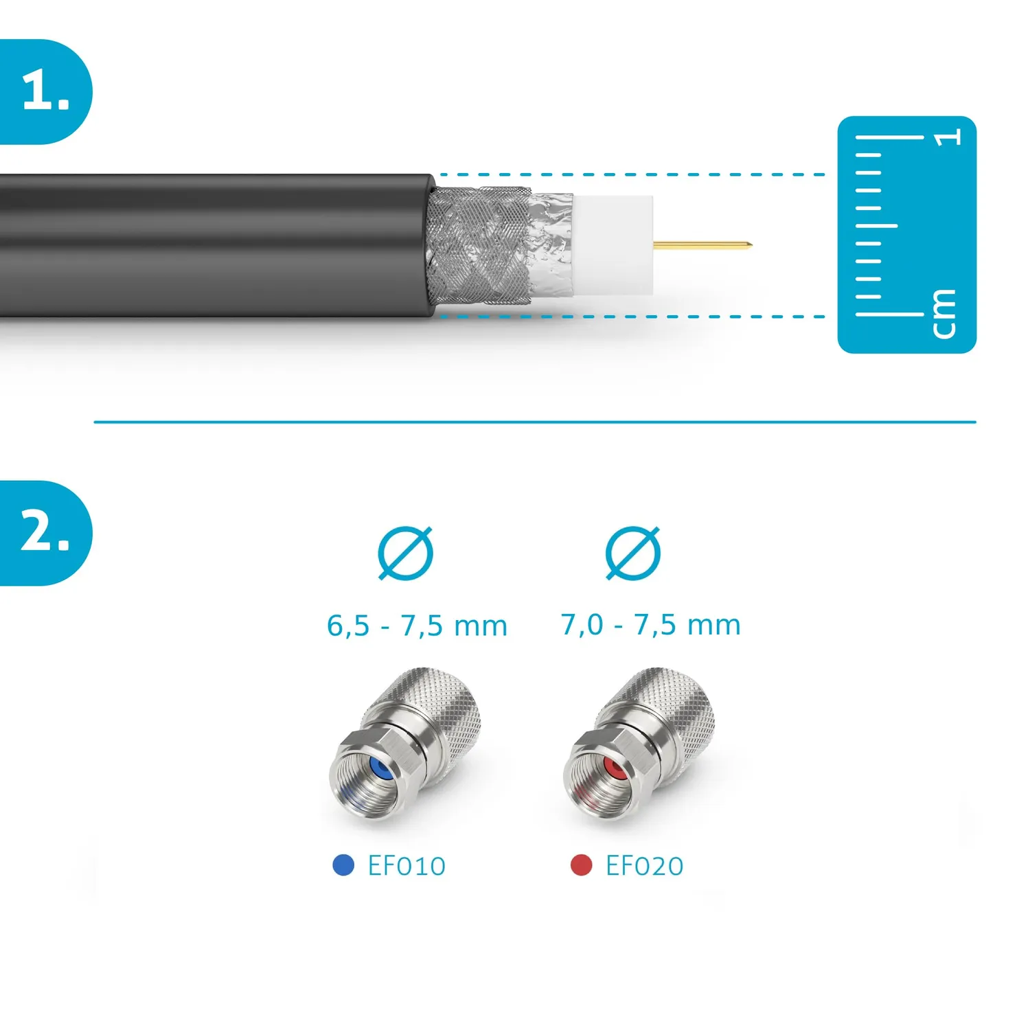 Sonero X-EF020-02 F-Stecker chrom 2er-Set 7,0-7,5mm