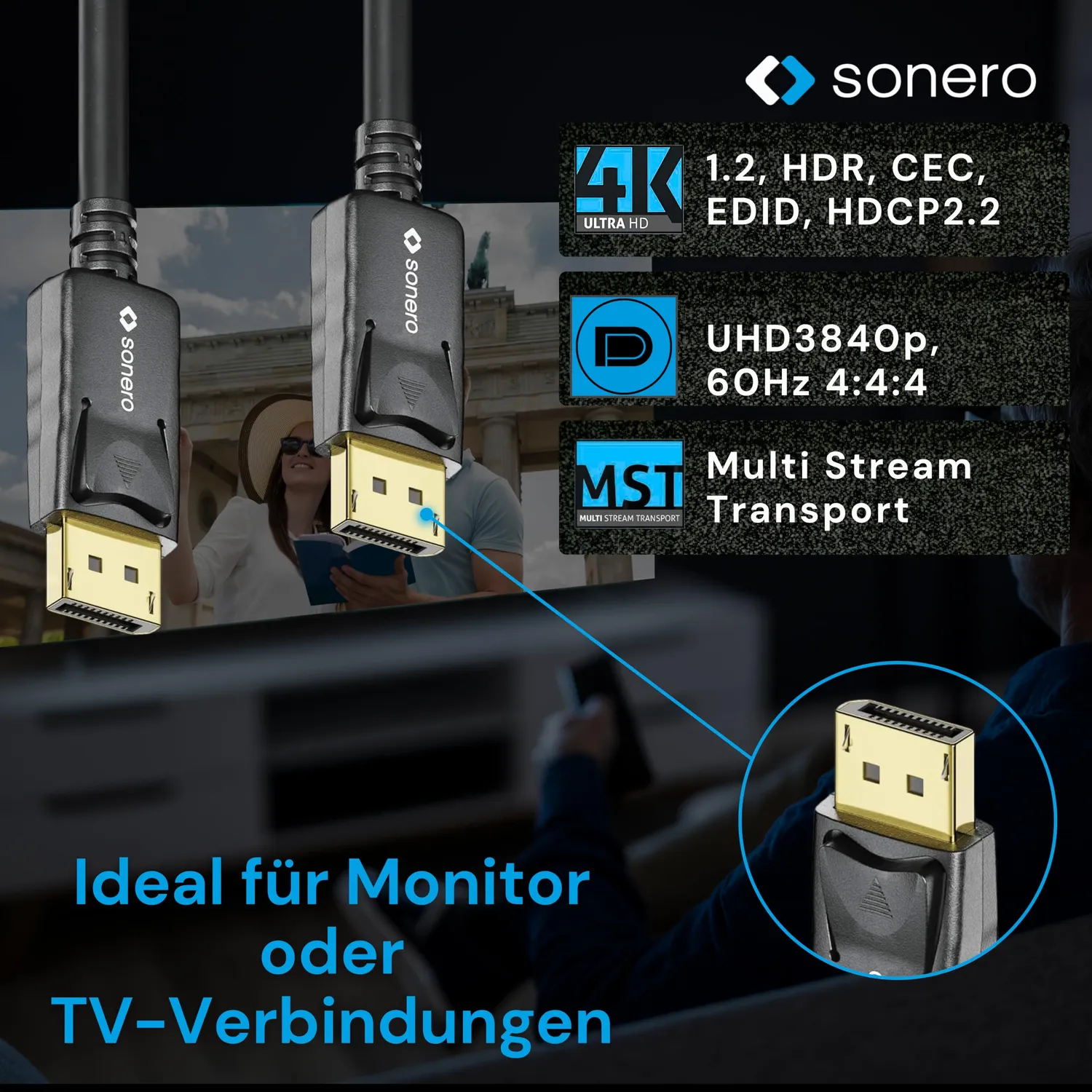 Sonero X-PDC010-018 DisplayPort-Kabel 1,8m 4K