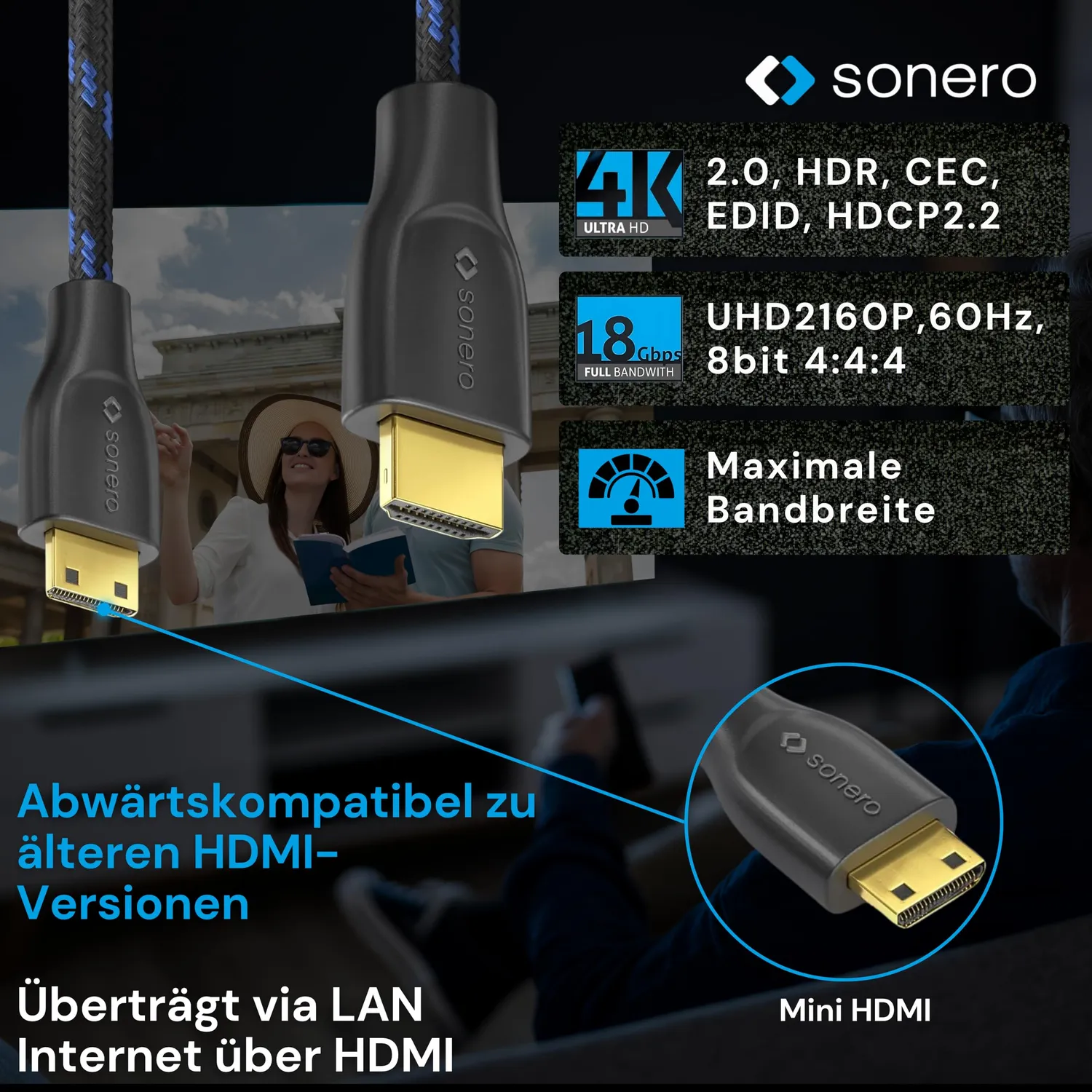 Sonero X-PHC0 Mini-HDMI Kabel 3m 4K 60Hz