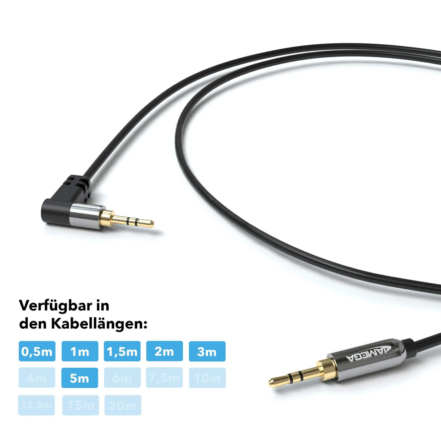 JAMEGA AUX Klinkenkabel 3,5mm gewinkelt 0,5m 2er schwarz