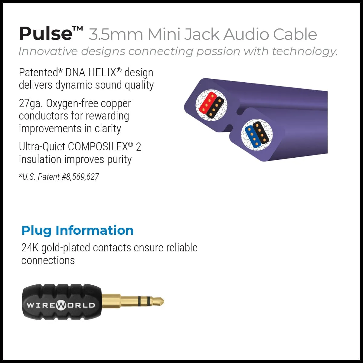 WireWorld Pulse Klinkenkabel 1,0m Klinke-Cinch OFC