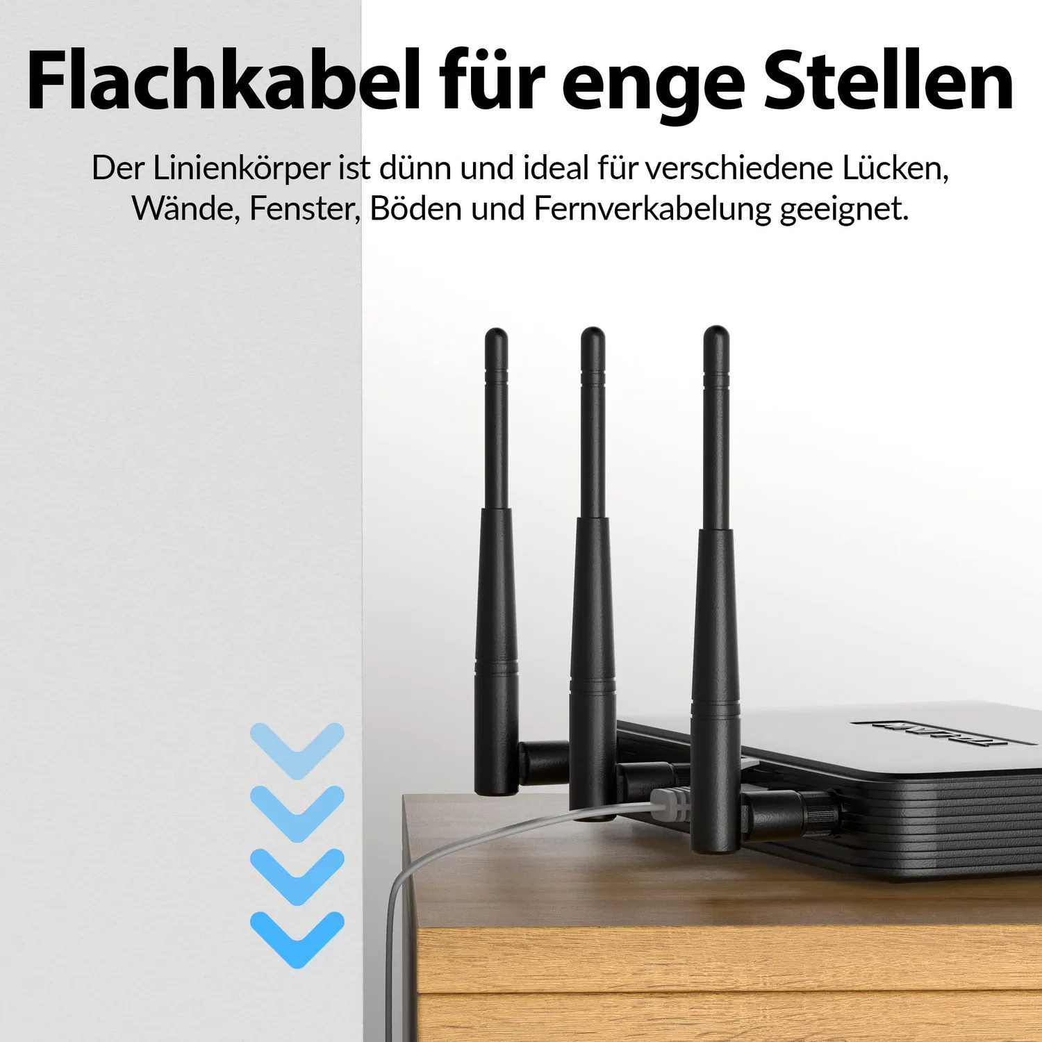 JAMEGA Cat.6 Netzwerkkabel flach 4 m grau 1 Gbit/s