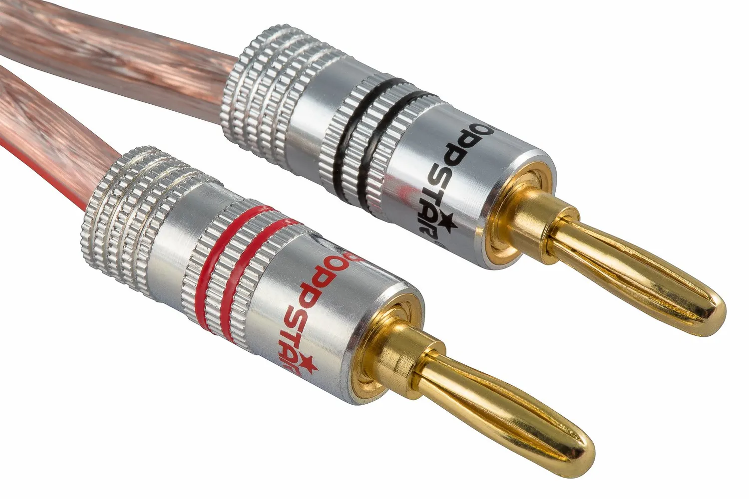 Poppstar Bananenstecker High End 24k 2er rot schwarz 6mm²
